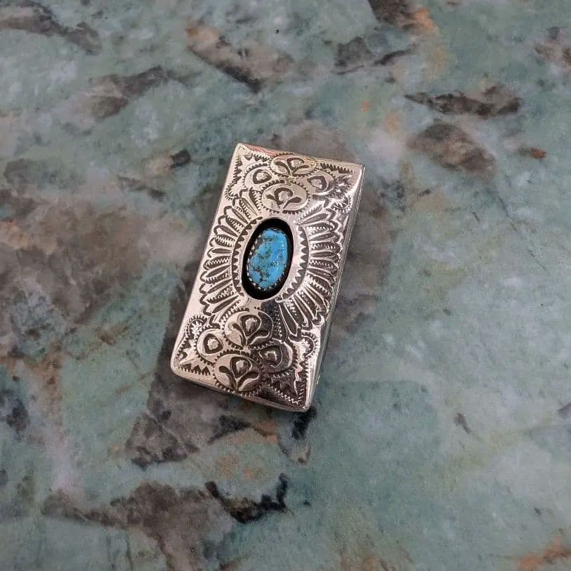 １*９様 インディアンジュエリーマネークリップSLV925×ターコイズナバホシル