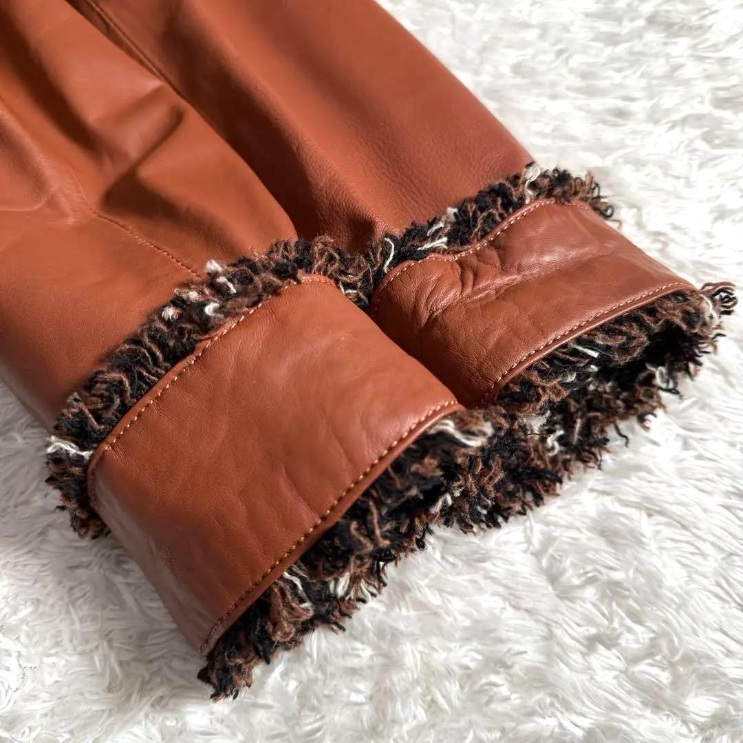 未使用 タグ付き MUNPER ラムレザーコート ベルト キャメル スペイン製