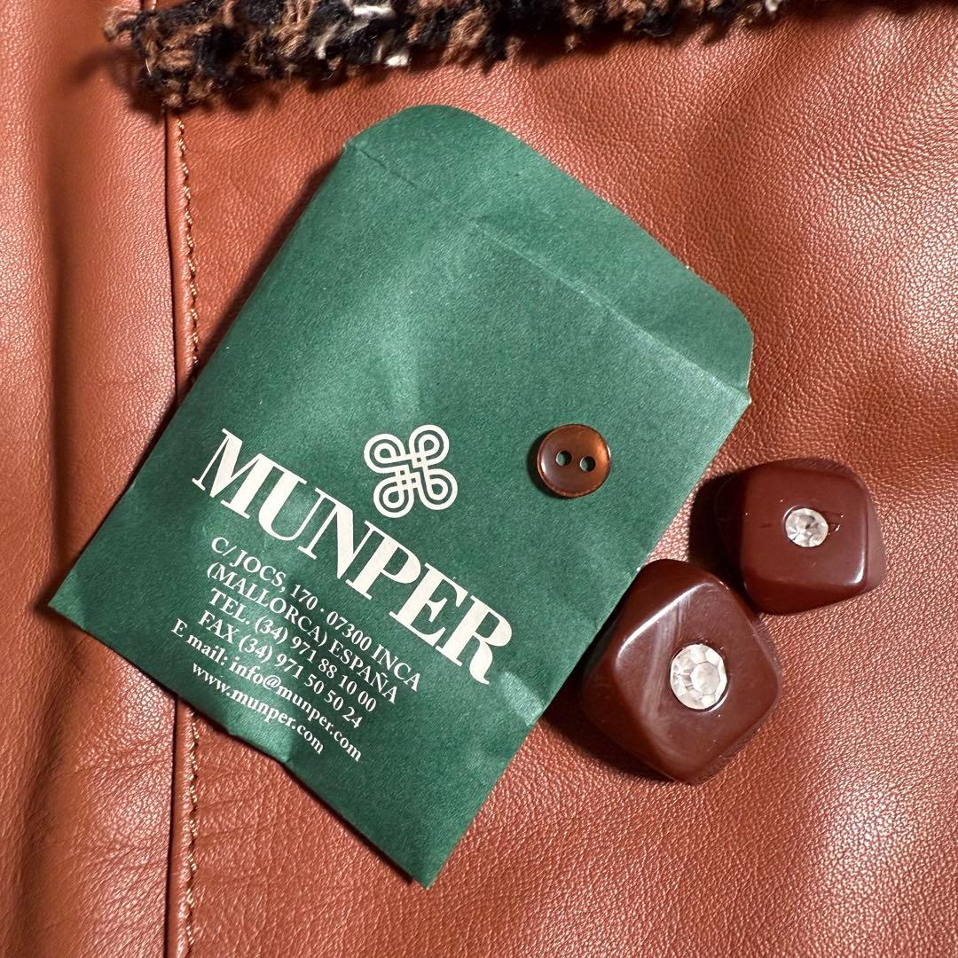 未使用 タグ付き MUNPER ラムレザーコート ベルト キャメル スペイン製