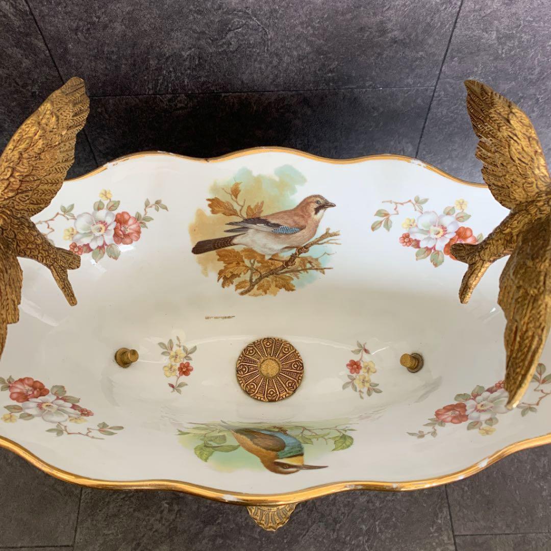 スペイン　bronpor社　金彩　陶器バスケット　皿