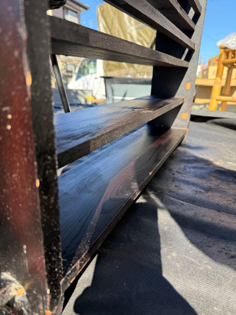 昭和レトロ 古道具 木製7段飾り棚 黒塗り オープンラック 欠品あり