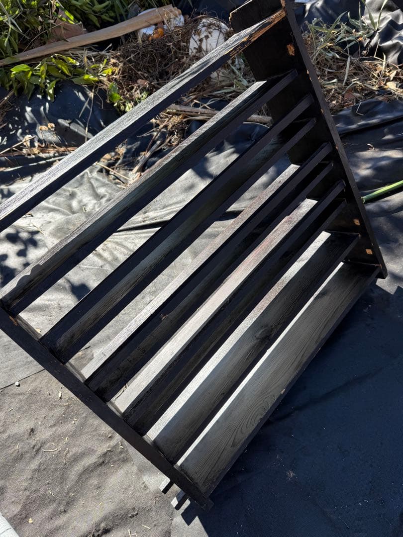 昭和レトロ 古道具 木製7段飾り棚 黒塗り オープンラック 欠品あり