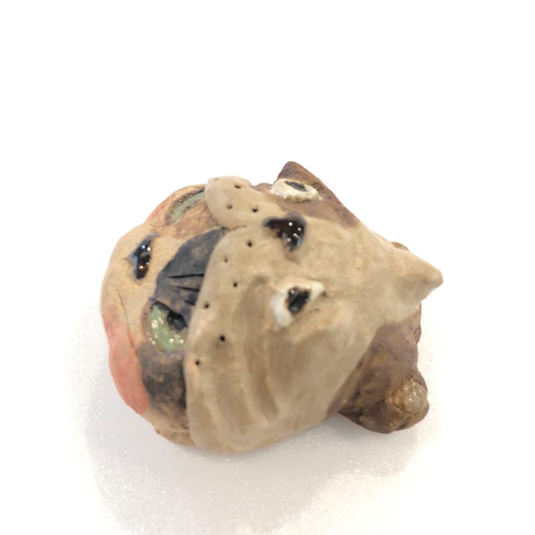 【新品】人気作家 岡村洋子 猫かぶりシリーズ ブルドッグ 置物 焼き物