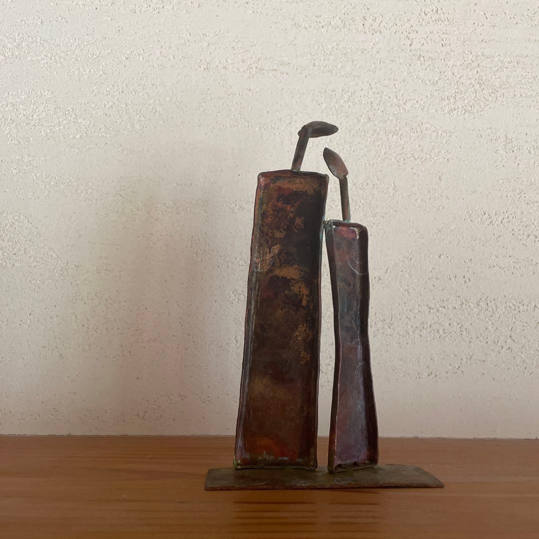 ハンドメイド　鍛金　金工　銅　人間　恋人　夫婦　男女　オブジェ　置物