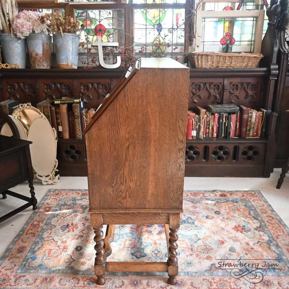 L3710-24 英国アンティーク オーク ライティングビューロ デスク 勉強机