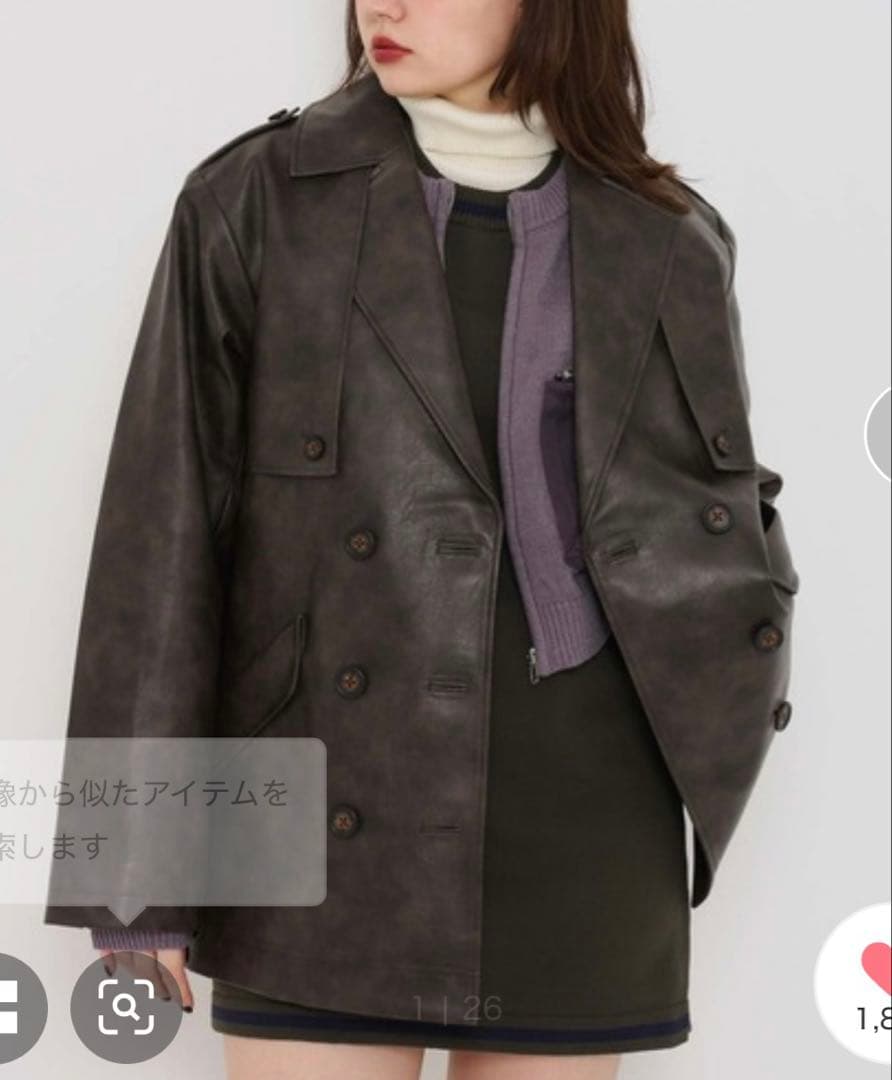 フェイクレザー ダブルブレストジャケット TINA：JOJUN 最安値　美品