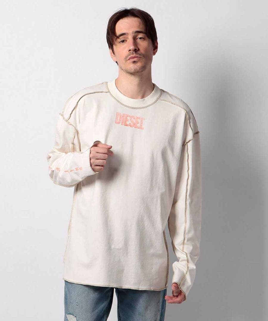 【新品】DIESEL ロンT L ホワイト ルーズフィット