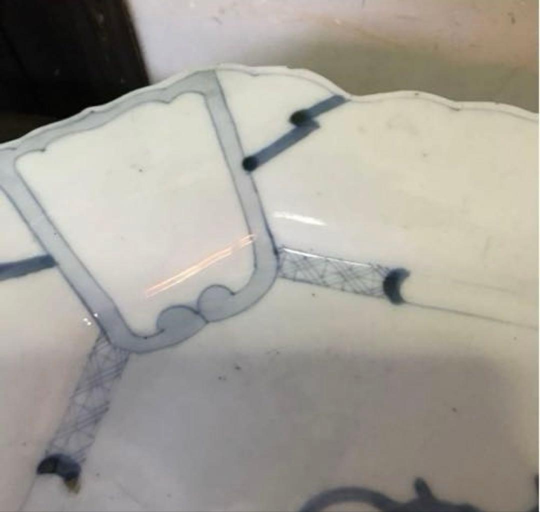 染付　陶器　当時物　盛り皿　染付の絵柄が美しい　年代物