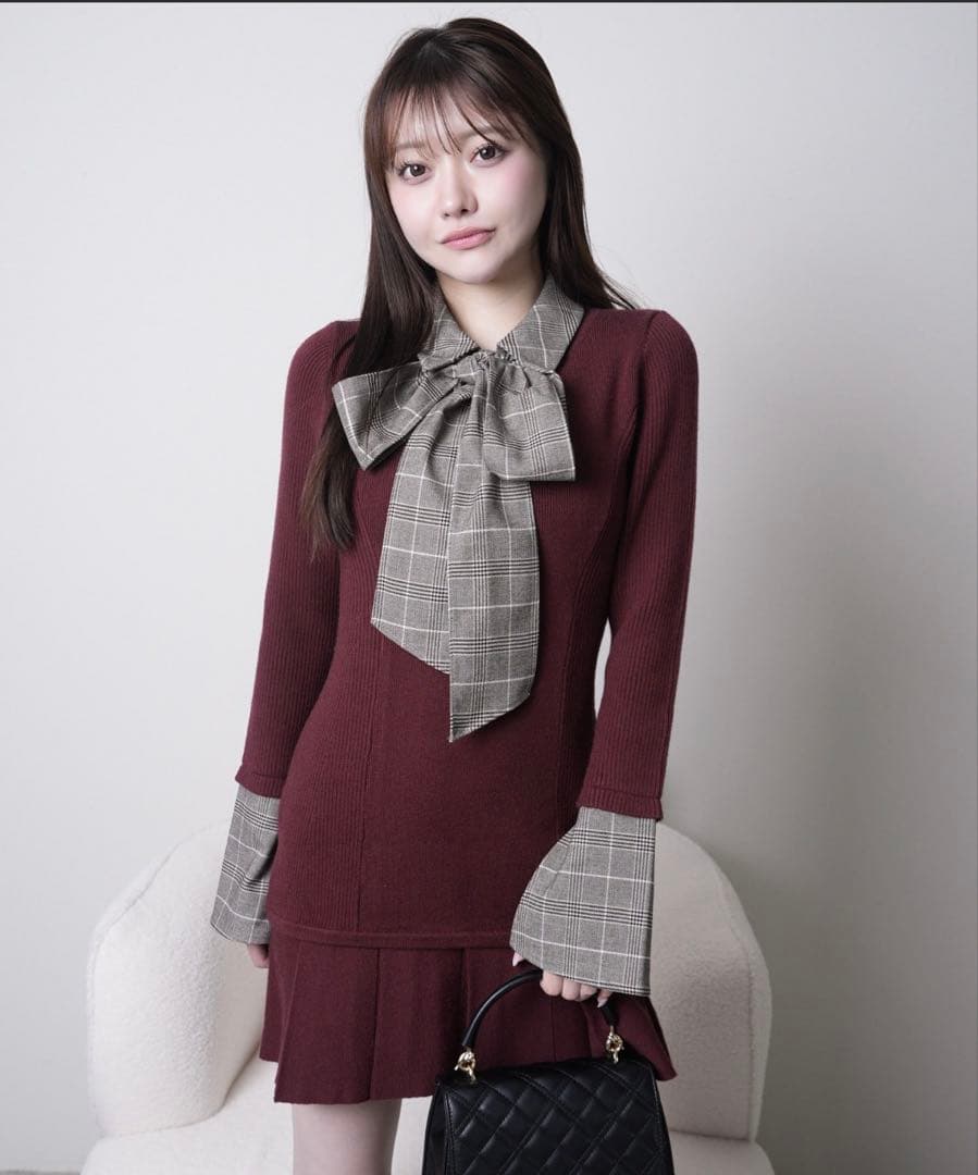 フロントZIPニットプリーツワンピース LIP SERVICE