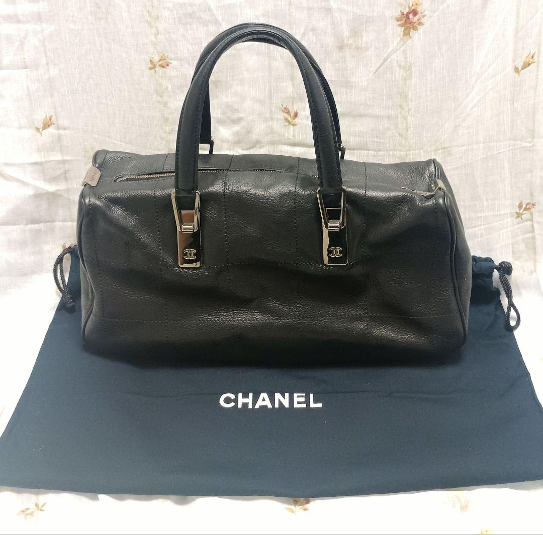 CHANEL シャネル ボストンバッグ✨️チョコバー✨️ブラックレザー✨️専用袋