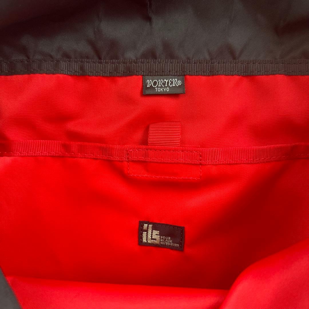 【ほぼ未使用】PORTERエルファイン メッセンジャーバッグ 黒✕赤