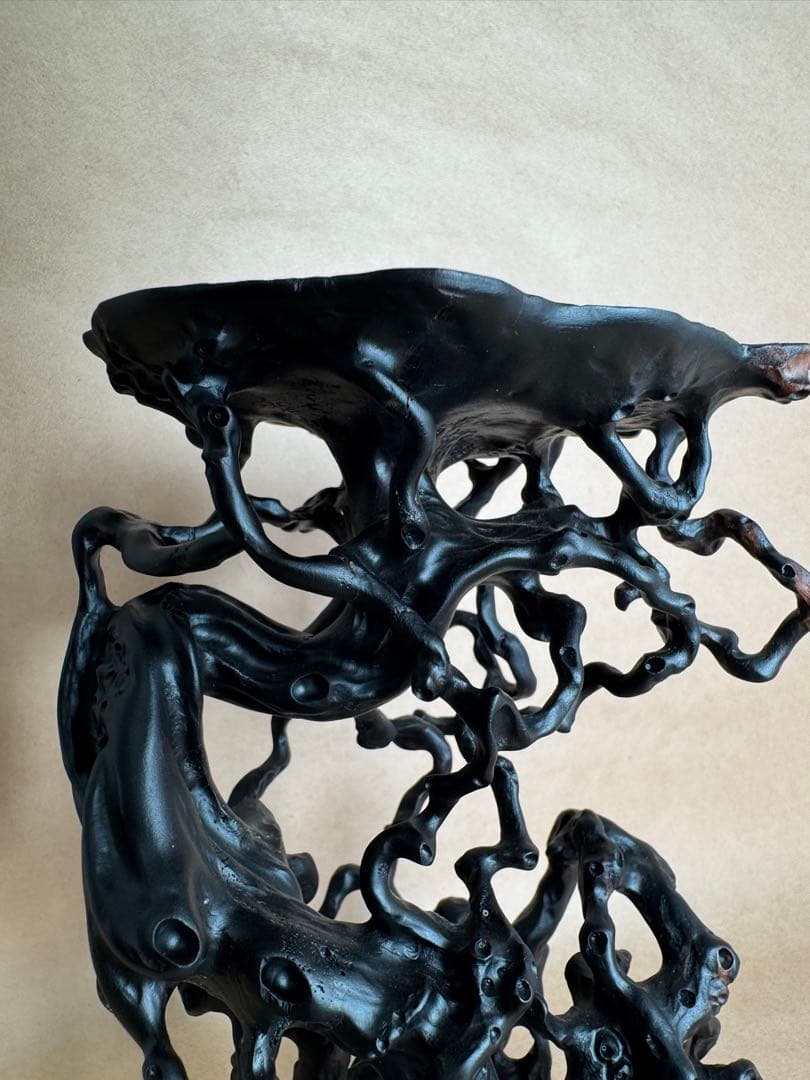 根卓・天然木・繊細彫・黒檀・縞黒檀・雑木・ 盆栽卓・無垢材・花台・小品盆栽