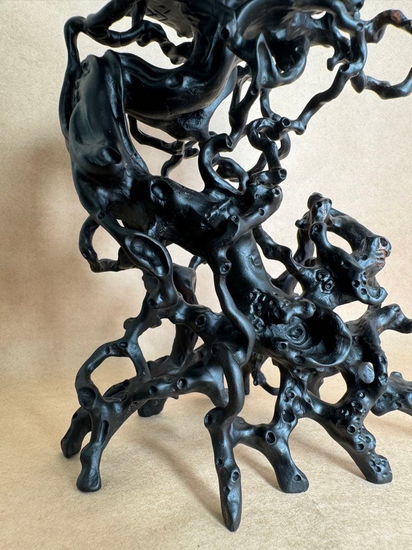 根卓・天然木・繊細彫・黒檀・縞黒檀・雑木・ 盆栽卓・無垢材・花台・小品盆栽