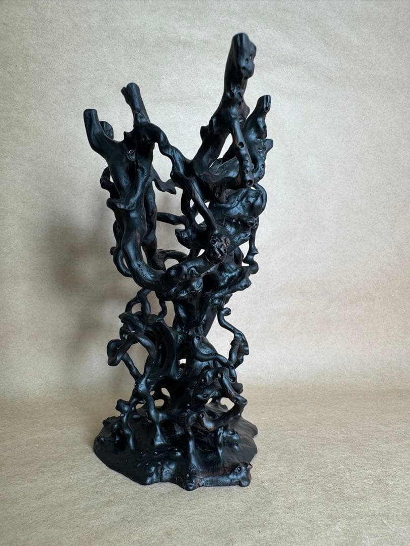 根卓・天然木・繊細彫・黒檀・縞黒檀・雑木・ 盆栽卓・無垢材・花台・小品盆栽