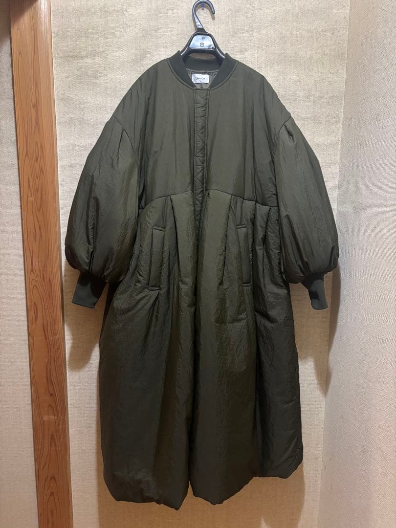 Libra Cue 中綿ロングコート オリーブ バルーン袖 防寒 フリー