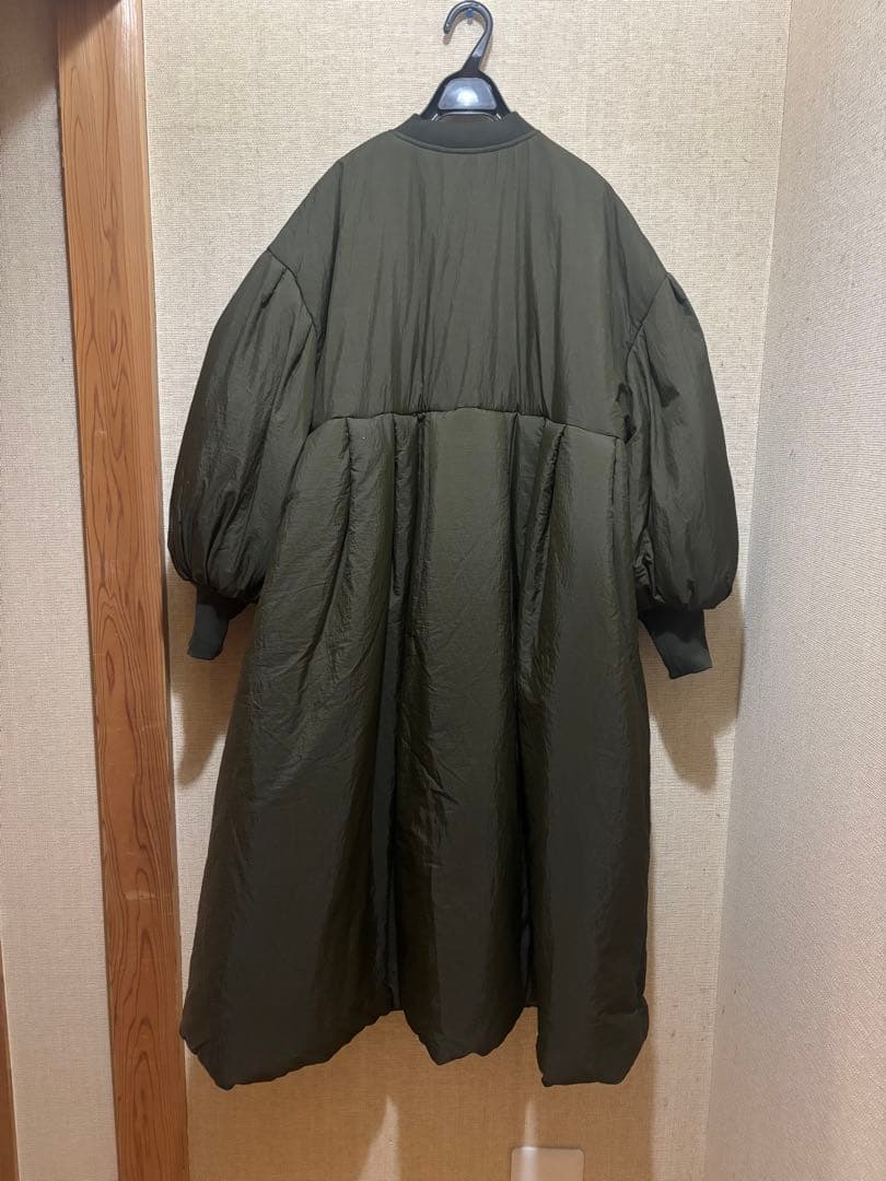 Libra Cue 中綿ロングコート オリーブ バルーン袖 防寒 フリー