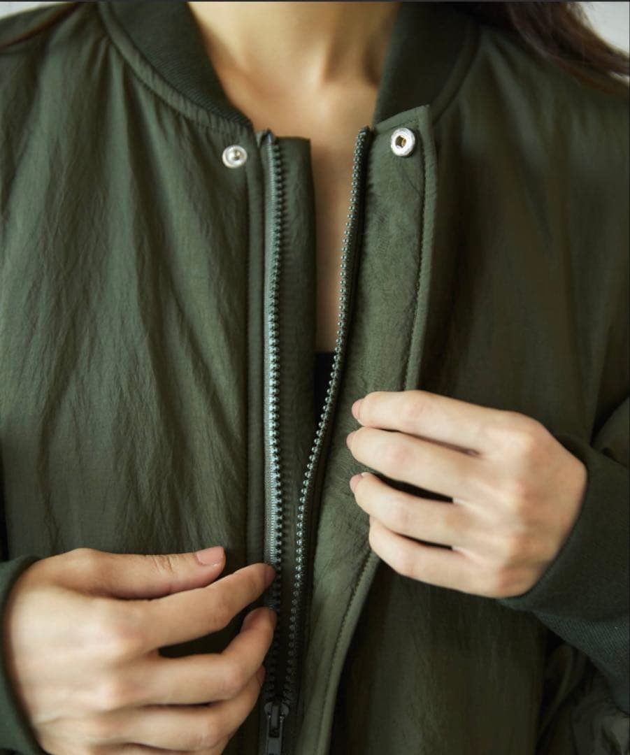 Libra Cue 中綿ロングコート オリーブ バルーン袖 防寒 フリー