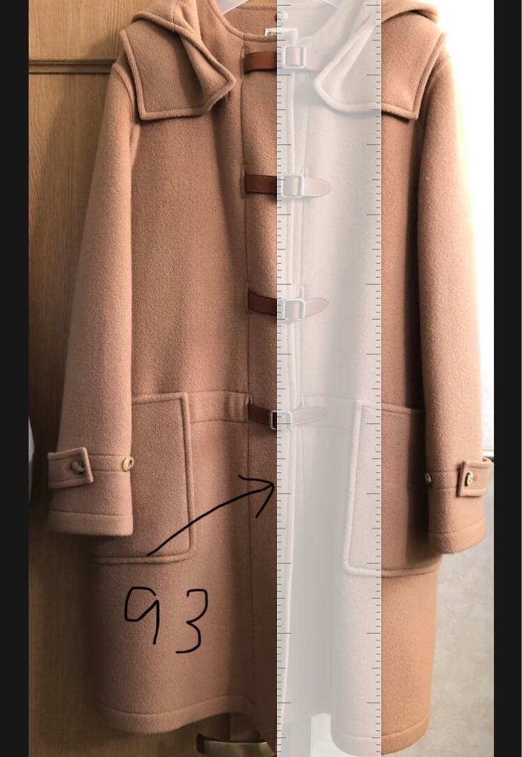 HERMES ベージュ ダッフルコート フード付き