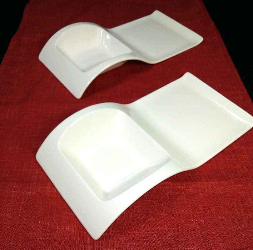 ♥素敵な豪華演出♥高級ホテル風・ウエーブ長皿　有田焼・峯山皿♥オリジナル1組