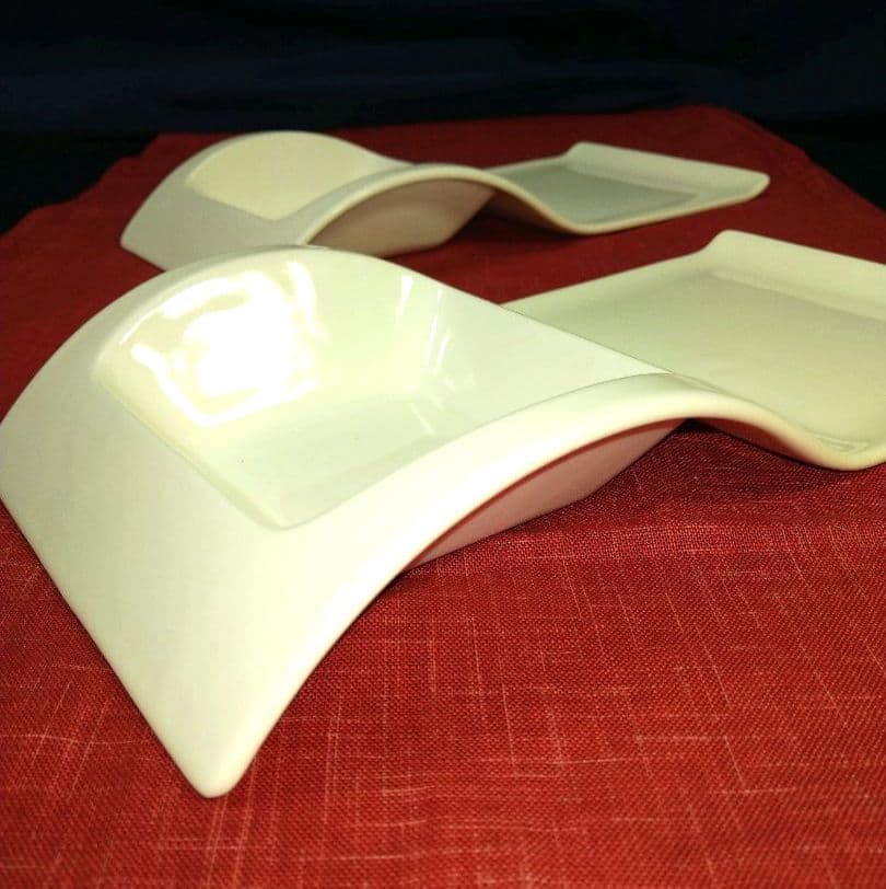 ♥素敵な豪華演出♥高級ホテル風・ウエーブ長皿　有田焼・峯山皿♥オリジナル1組