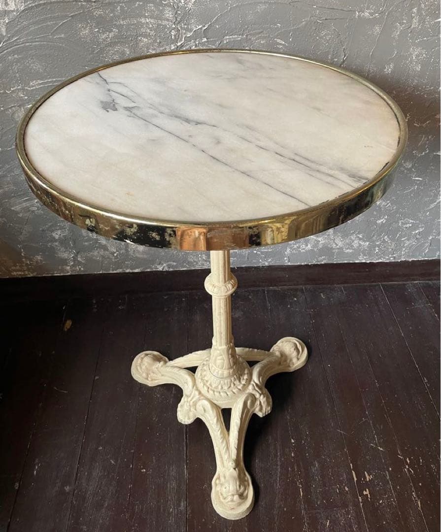 ビンテージ/カサブランカ/カフェテーブル/ラウンドテーブル/鉄脚/大理石/喫茶店