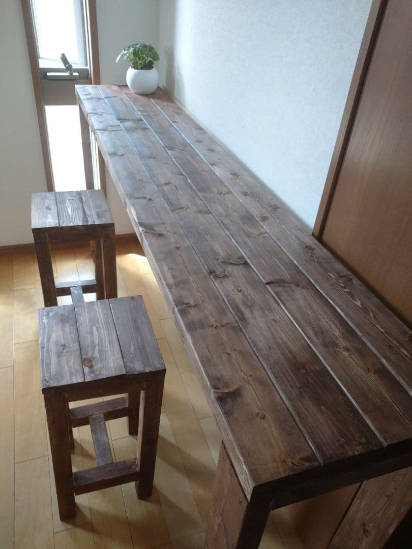 180　ロングカウンターテーブル　ウォールナット　ジャコビーン　アンティーク