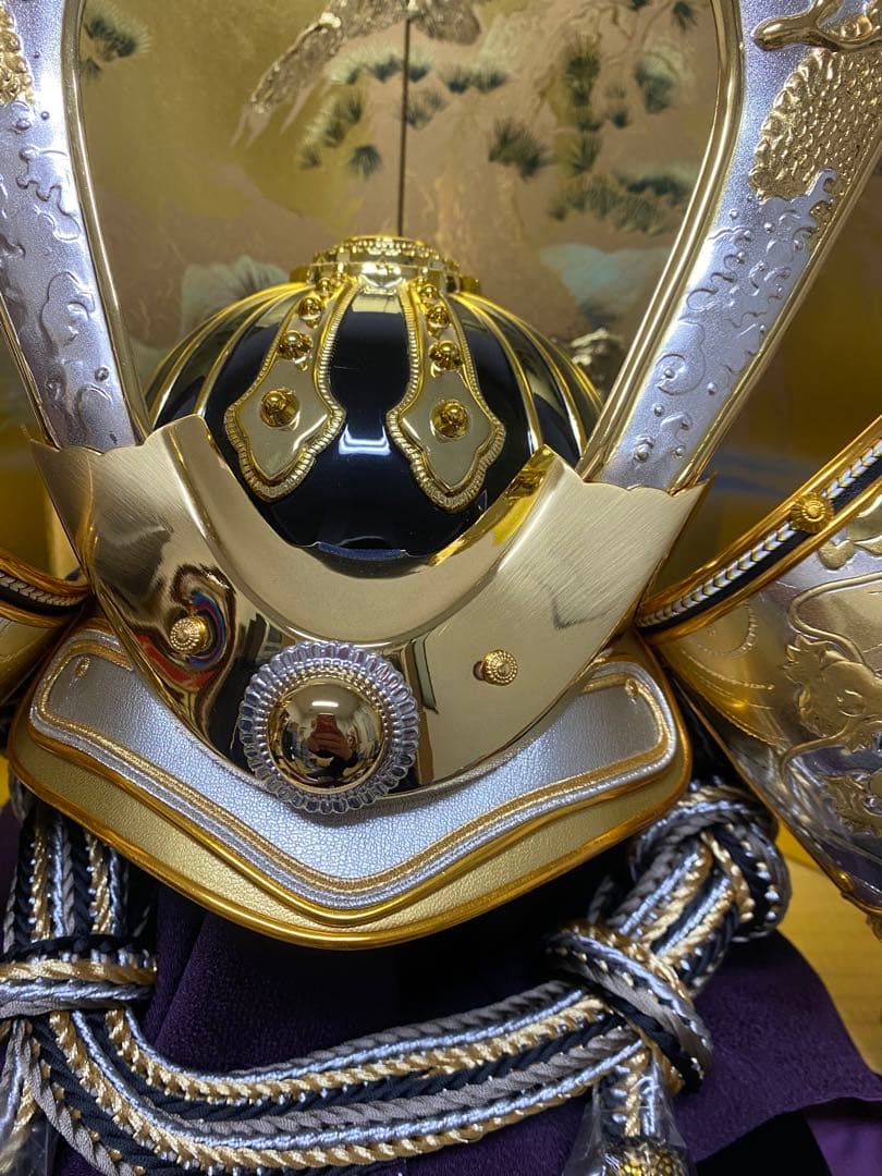 東京久月　五月人形　家紋付き着用兜飾り収納セット・着用できる兜