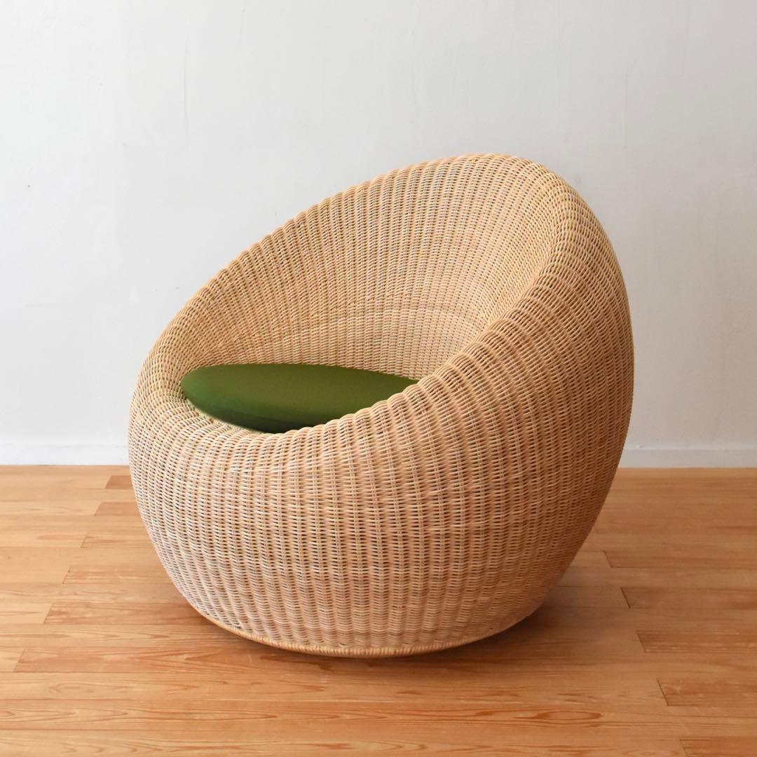 YMK長岡　剣持勇　ラウンジチェア　アームレスチェア　ラタン　籐