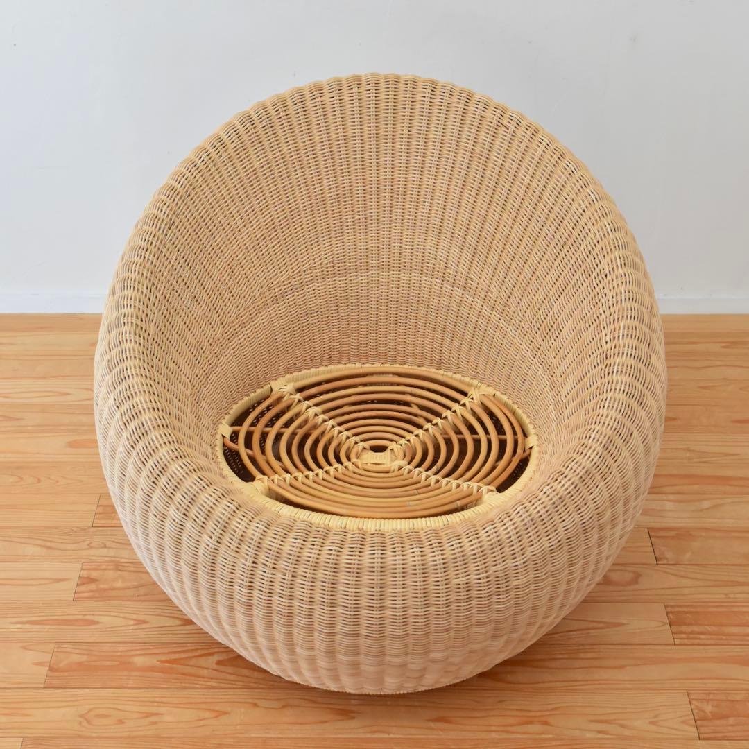 YMK長岡　剣持勇　ラウンジチェア　アームレスチェア　ラタン　籐