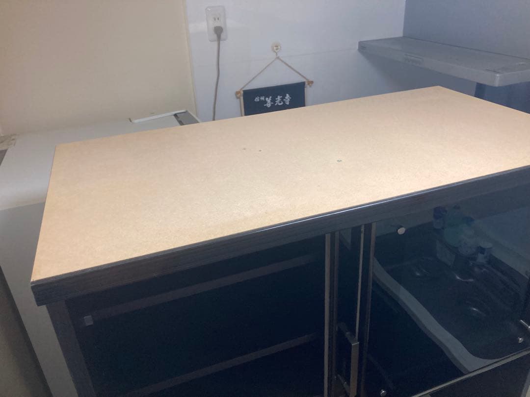 ダークブラウン 食器棚 ガラス扉 引き出し付き