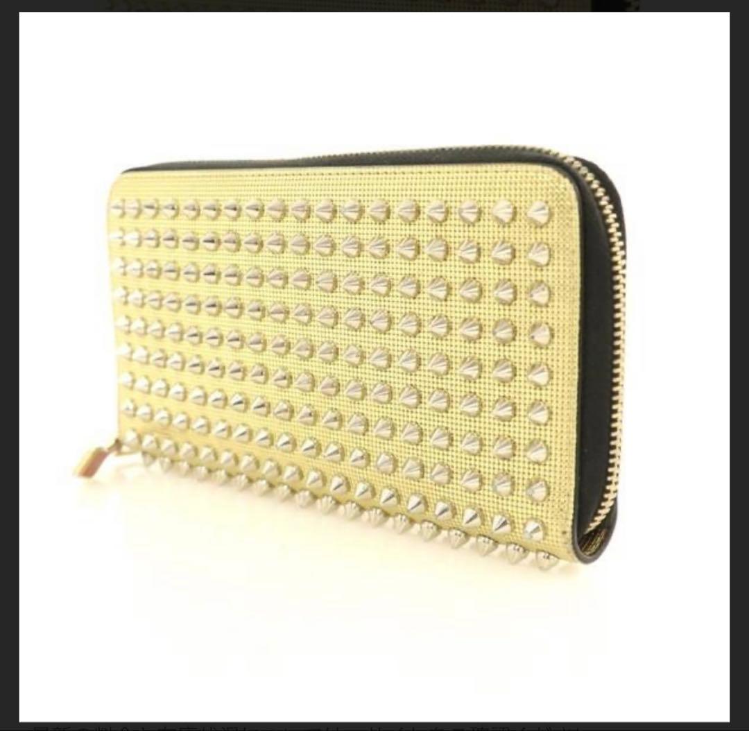スタッズ装飾 ゴールド 長財布