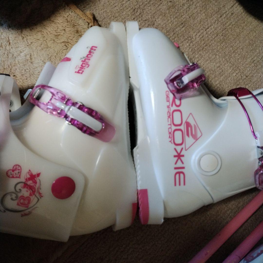 送料無料　120 スキーセット　靴2セット　ストック　女子　22　ビンディング