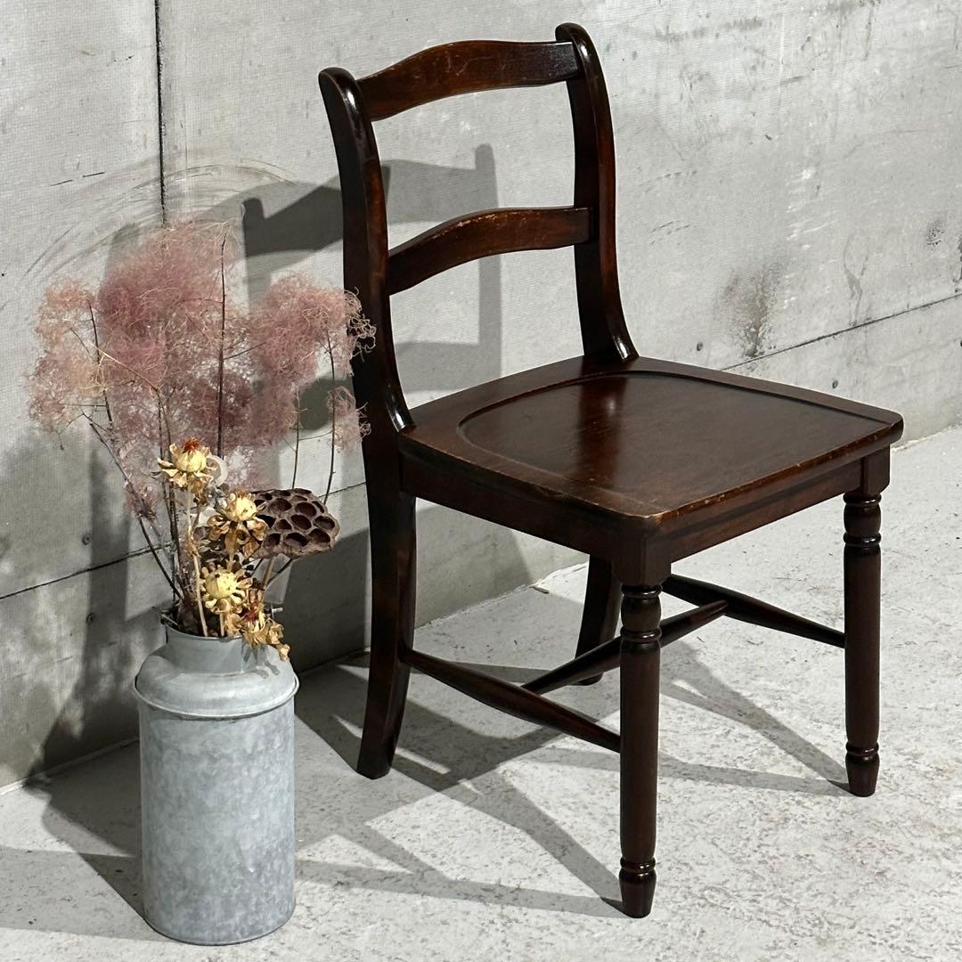✦80年代✦北海道民芸家具 板座チェア 無垢材 ダイニングチェア 昭和家具 民芸