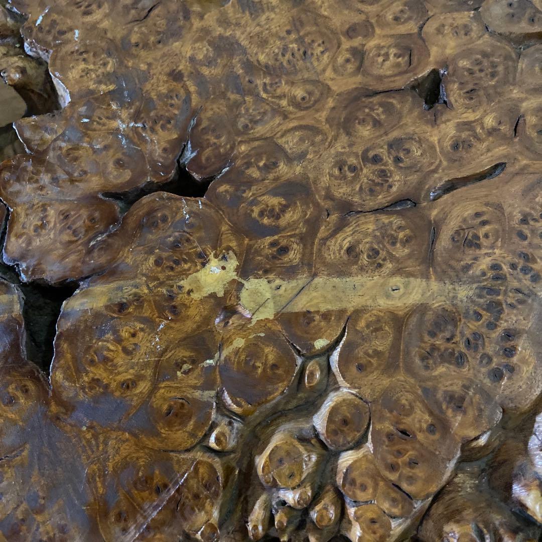 【天然木】一枚板天然木製　玉杢　飾り台　花台　アンティーク　レトロ　脚付