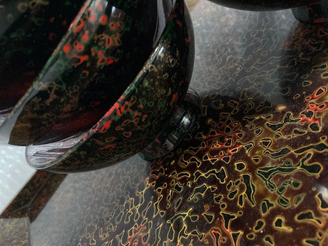 伝統工芸津軽漆　手描き桜汁椀　お盆