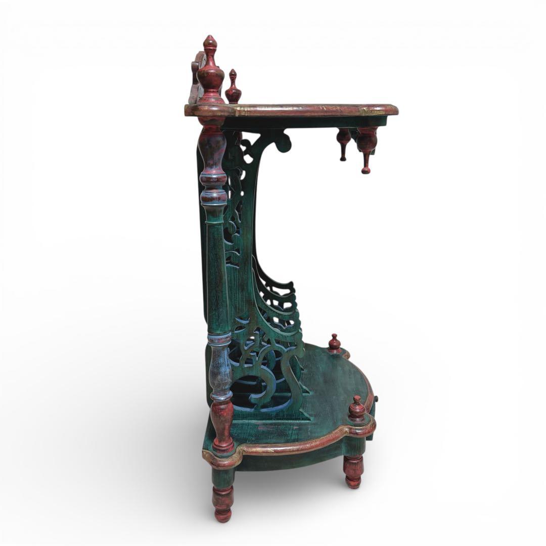 希少 英国 19世紀 彩飾ラック付 サイドテーブル 彫刻 19世紀〜1950s