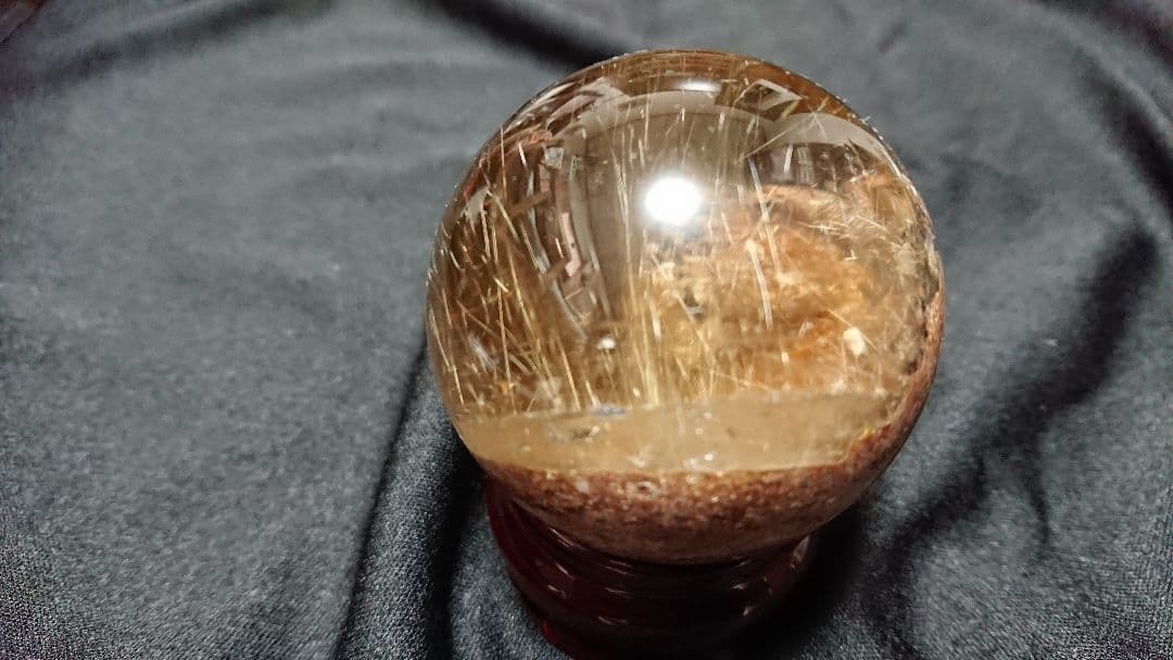 金運、財運、仕事運、成功へと導く キラキラ虹入りルチル、ガーデンクォーツ丸玉