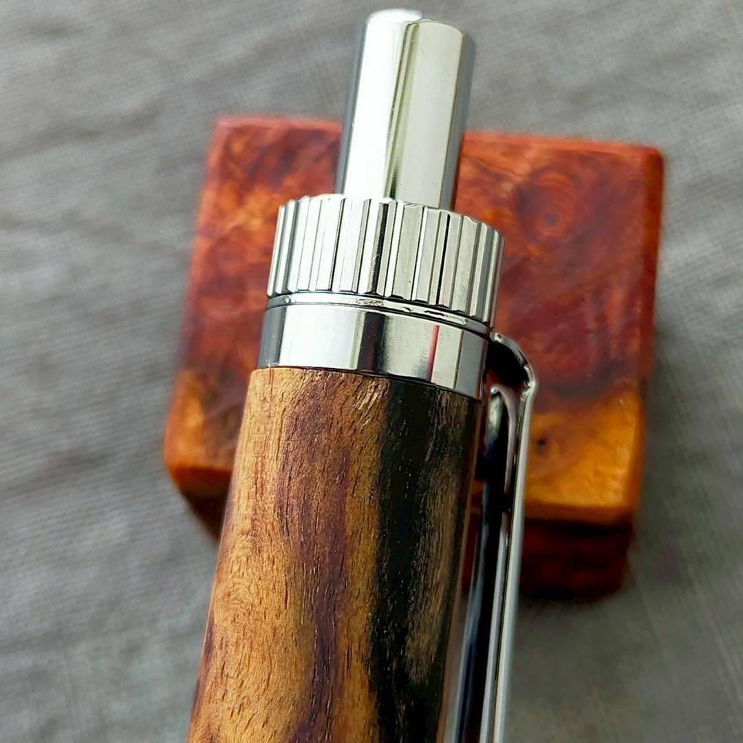 斑入黒檀　ハンドメイド　木軸ボールペン　G2　天然木　シルバー