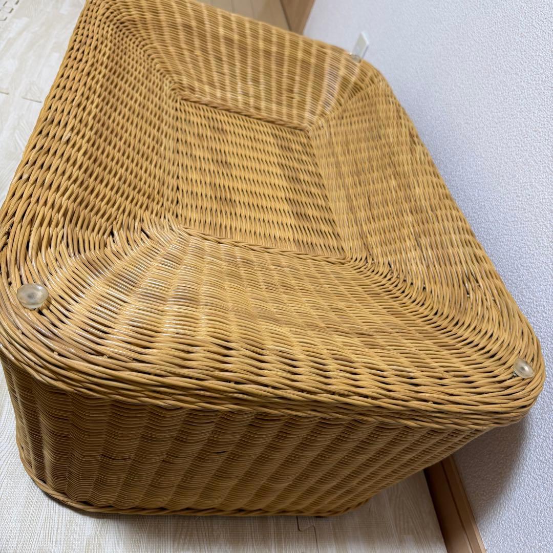 ラタン ガラステーブル 籐 ローテーブル