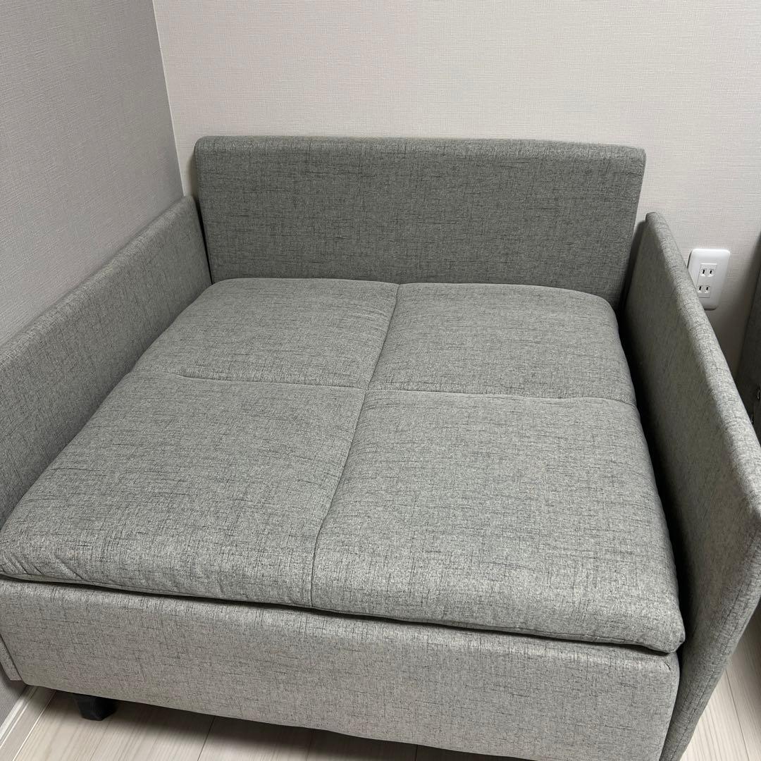 1人掛けソファ グレー 布地 クッション付き