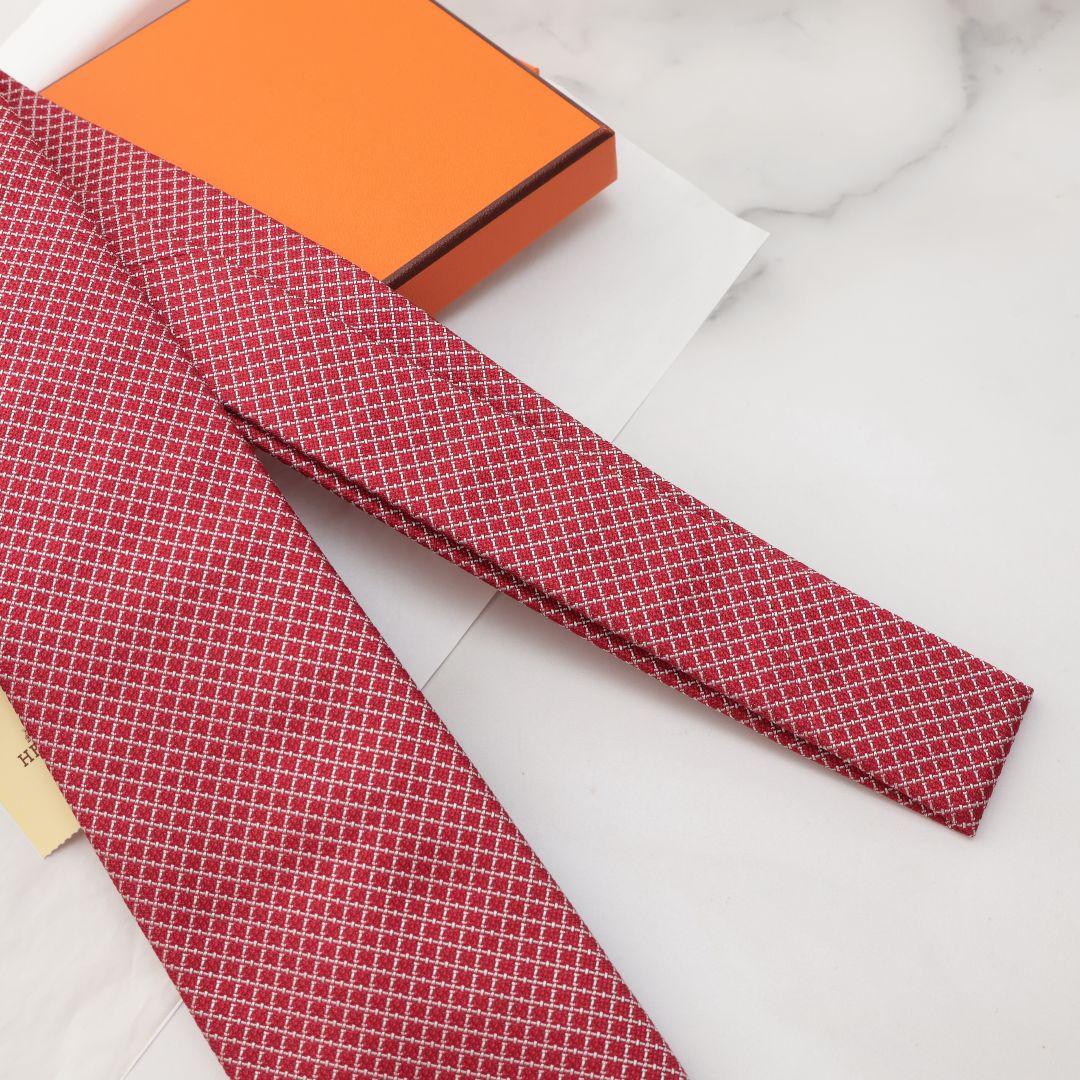 未使用 エルメス HERMES レッド チェック柄 ネクタイ