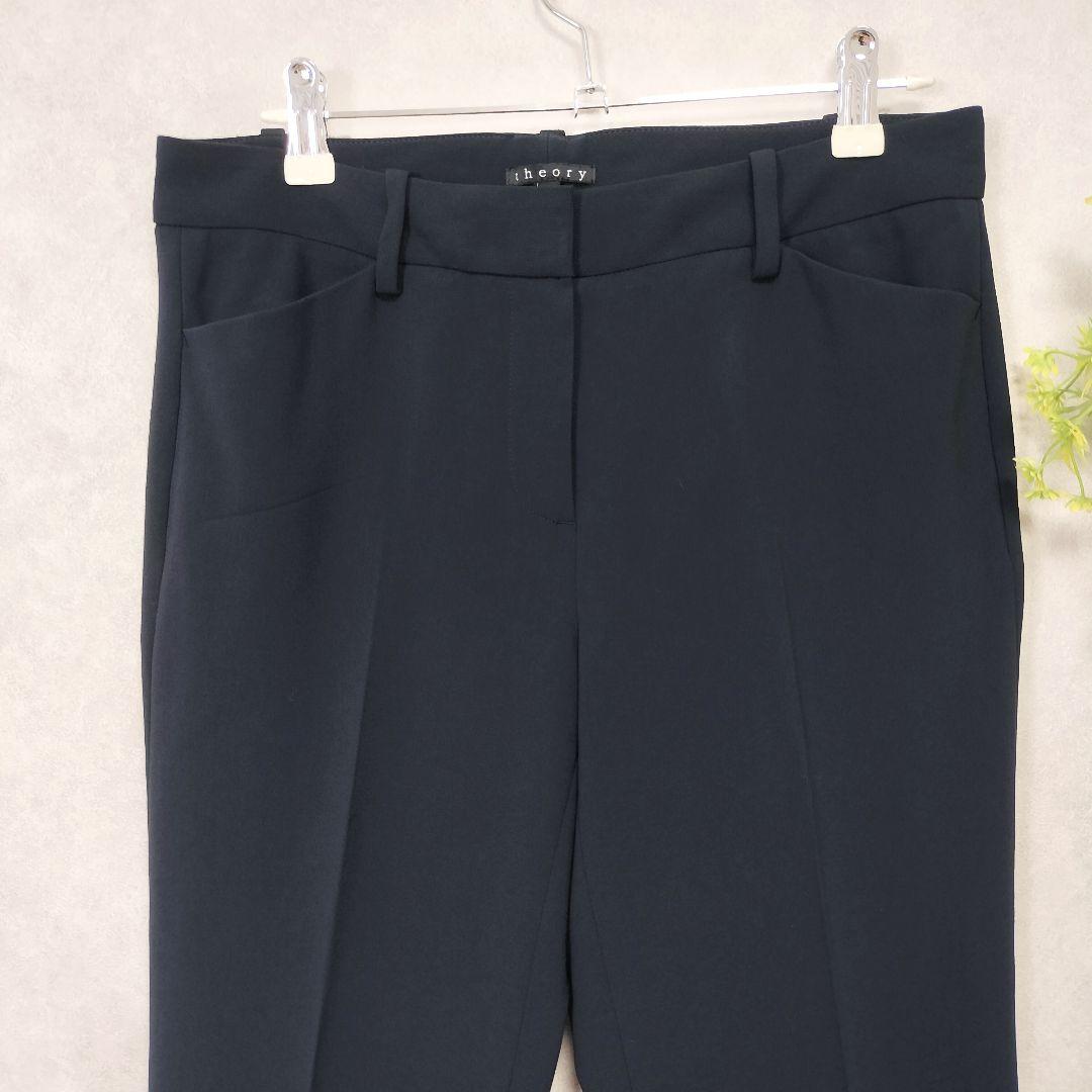 セオリー ベルト付きジャケット テーパードパンツ パンツスーツ ネイビー