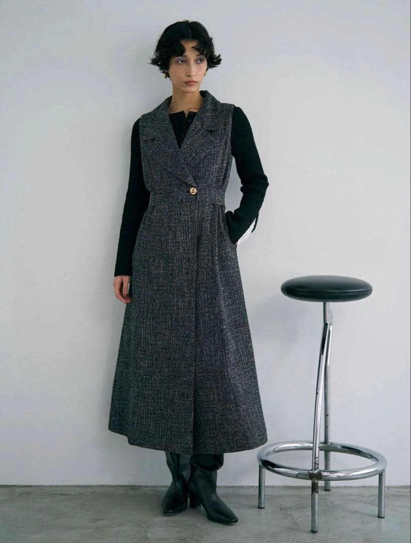 LAGUNAMOON ツイードメタルボタンテーラードジャンパースカート M