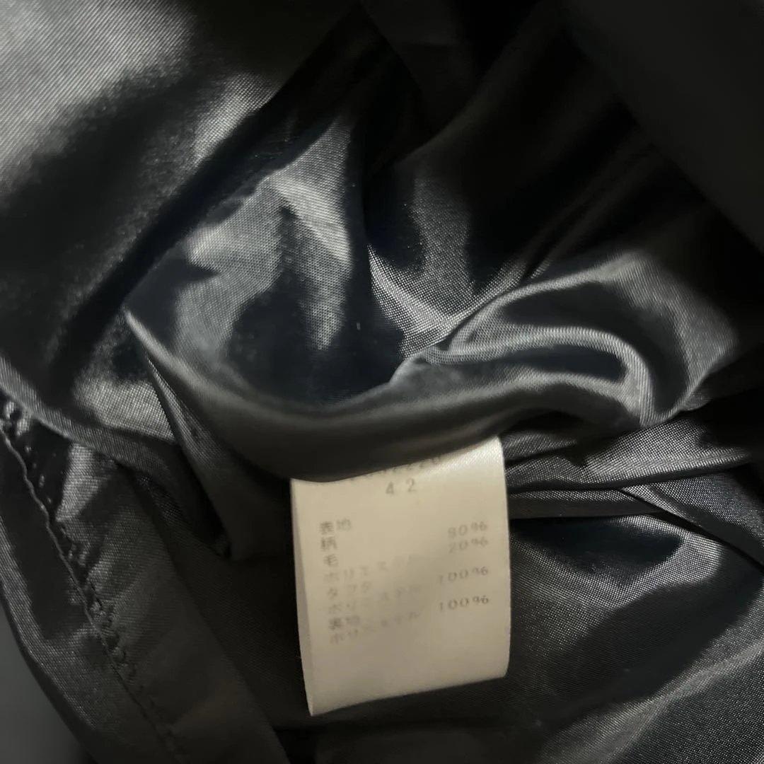 E-clat エイココンドウ　ビッグ襟　ウールブレンド異素材コート裾バルーン42