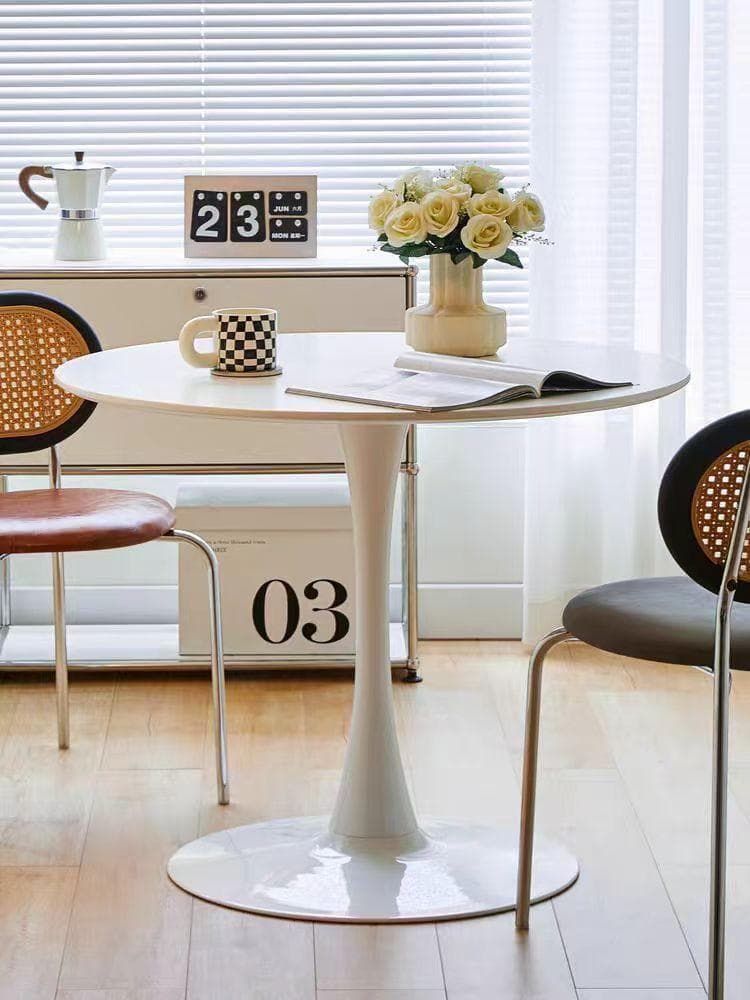 円形ホワイトダイニングテーブル訳あり品　写真をご確認 TBL01-80-03