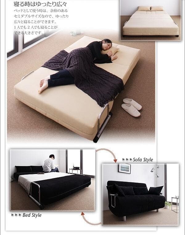 新品未使用　カウチソファベッド　ベット　セミダブル　クッション付き　アイボリー