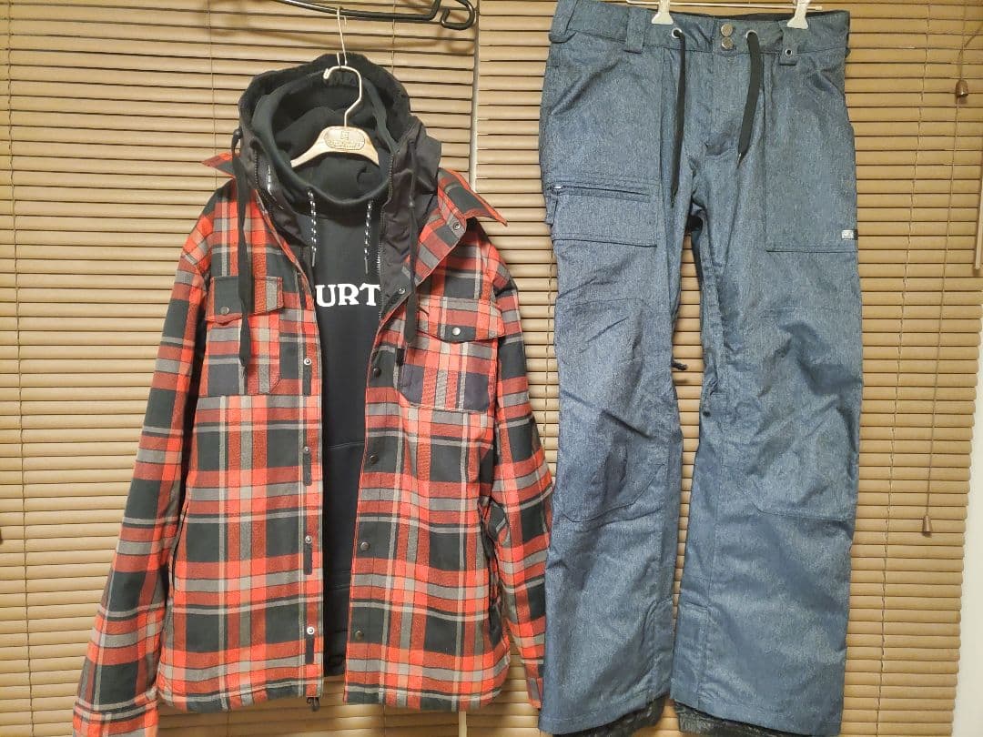 686　バートン　 上下 ３点セット　チェック　デニム柄　パーカー　スノーボード