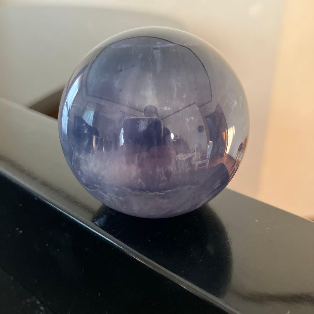 はち。さま専用シラーとマイカ入り！ブルーフローライトスフィア天然石置物 c178