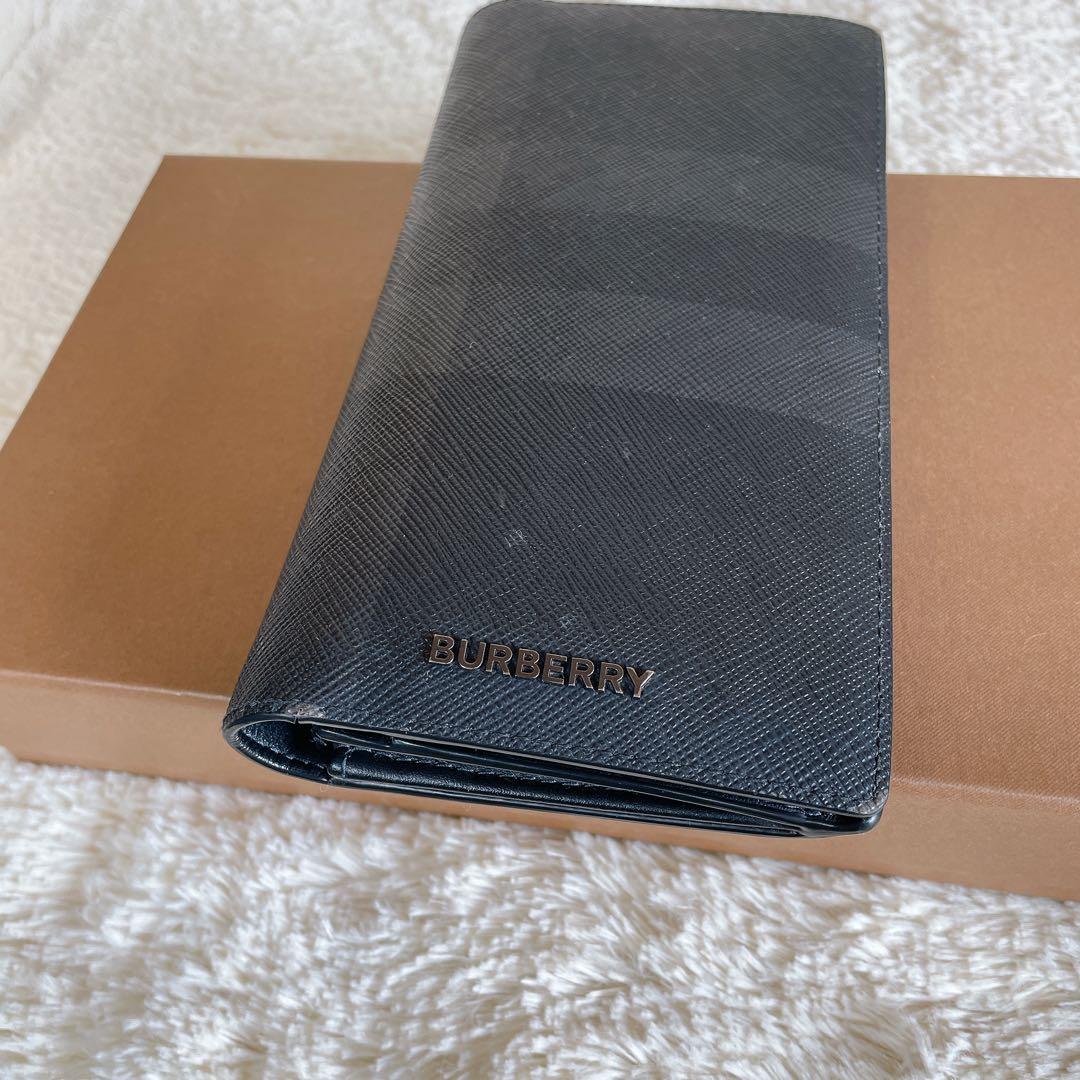 【現行】BURBERRY バーバリー　チャコールチェック　レザー コンチネンタル