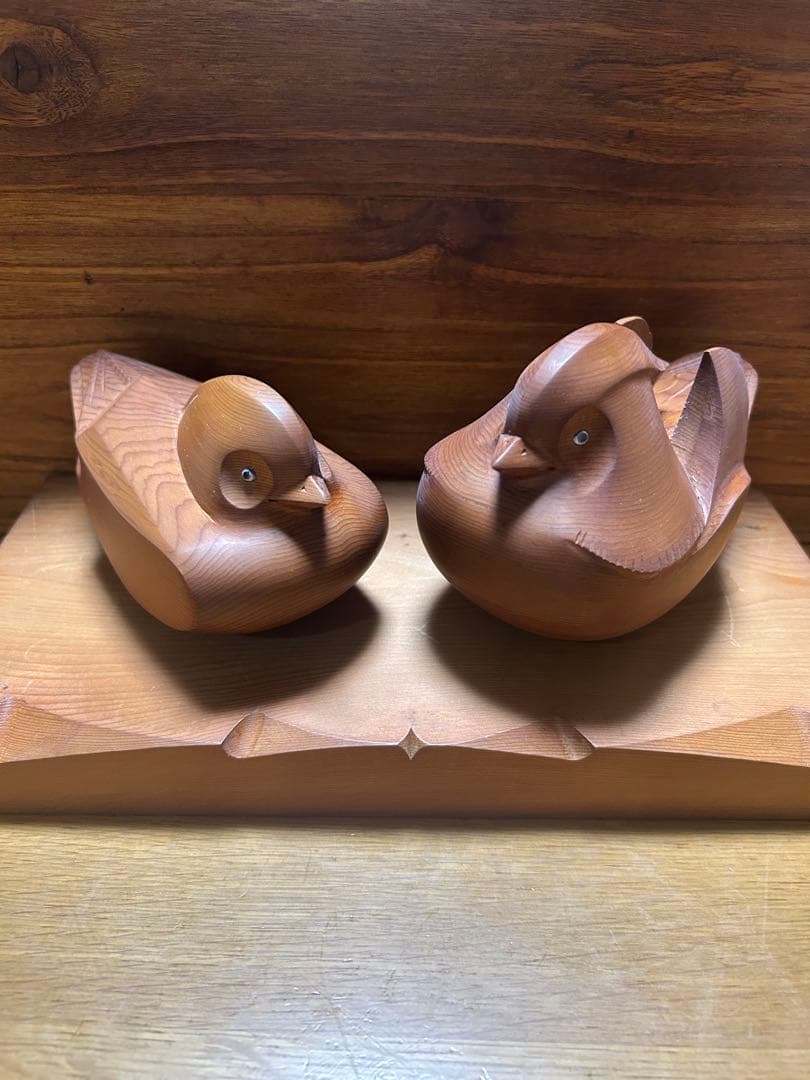 伝統工芸品 飛騨高山 木彫 おしどり夫婦